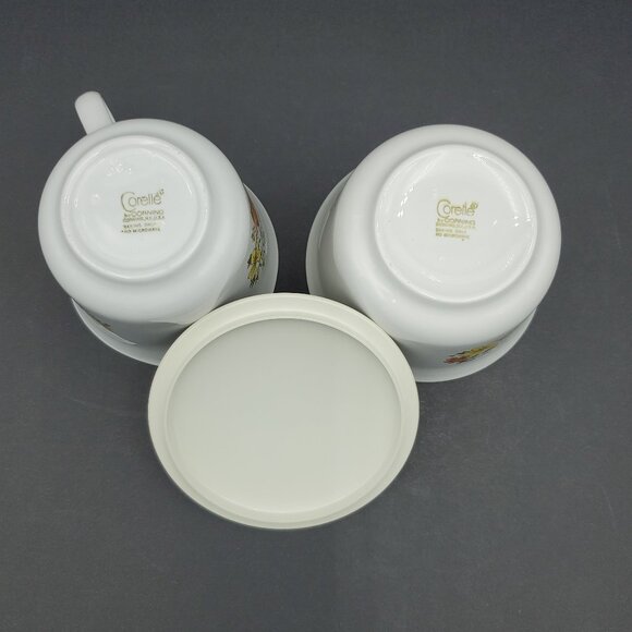 Corelle Indian Summer Creamer & Sugar Bowl Orange Yellow Flowers Creamer Set - Picture 3 of 9